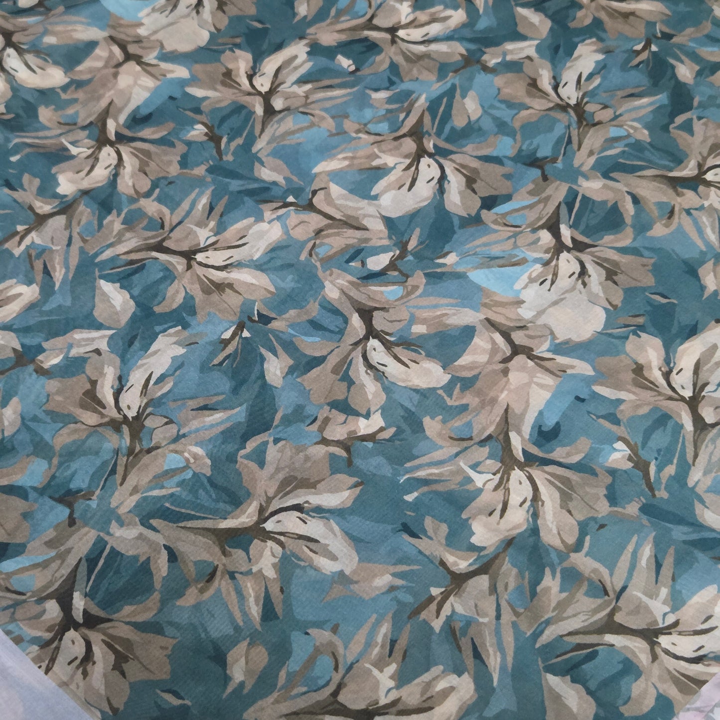 Premium Muslin Floral Printed Saree – Dusty Teal